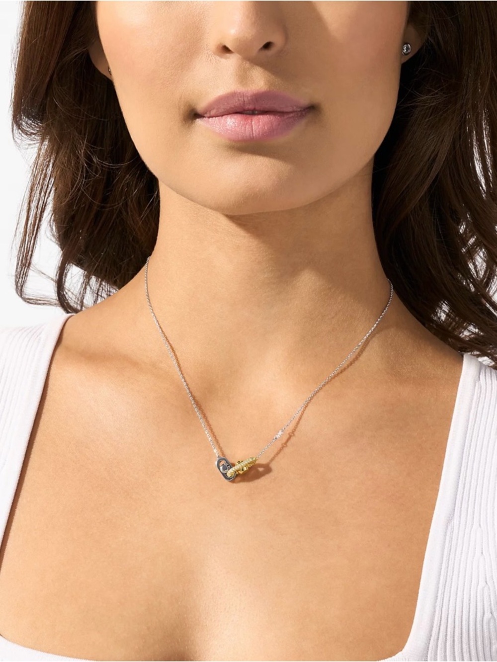 Michael Kors Astor Link Precious Metal-Plated Tone Sterling Silver Pavé Necklace - Picture 8 of 8